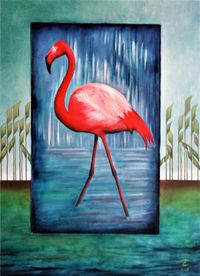 Flamingo 60 x 80 cm, &Ouml;l 2005