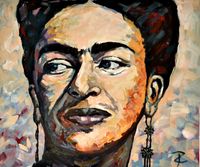 Portrait Frida Kahlo 1 40 x 34cm, &Ouml;l auf Papier 2019_1