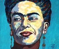 Portrait Frida Kahlo 3 40 x 34cm, &Ouml;l auf Papier 2019_1