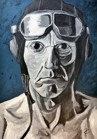 Portrait Pilot 70 x 100 cm, Acryl 2018