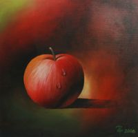 Roter Apfel, 30 x 30 cm, &Ouml;l auf Papier 2006